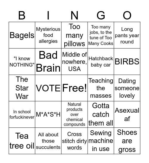 Cranky Cockatoo Bingo Card