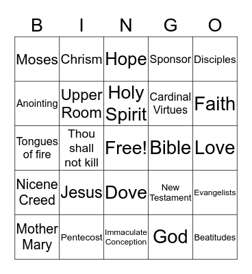 Religion Bingo Card