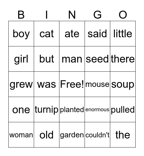 The Tale of the Turnip Bingo Card