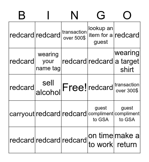 TARGET BINGO Card