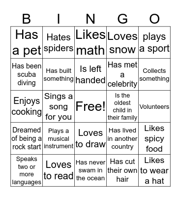 Icebreaker Bingo Card