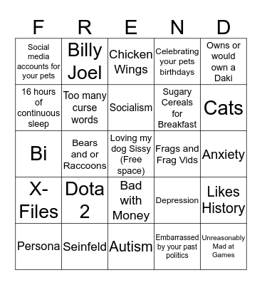 Frenda Bingo Card