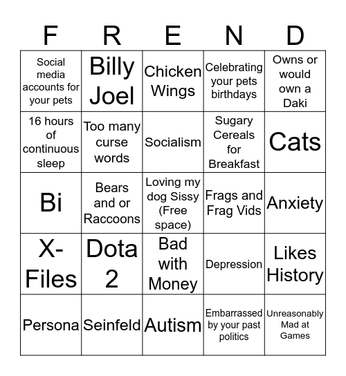 Frenda Bingo Card