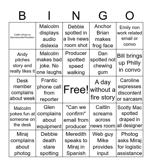 Desk BINGO Card