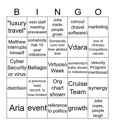 June All Hands Staff Meeting Bingo Card