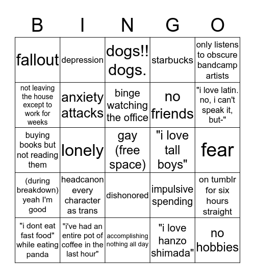 alex's gay bingo Card