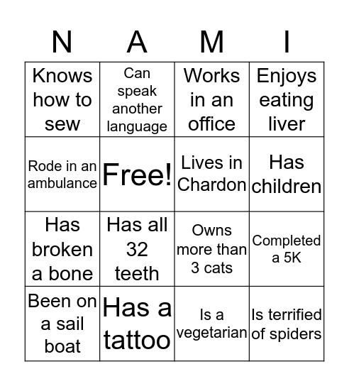 Find Someone Who... Bingo Card