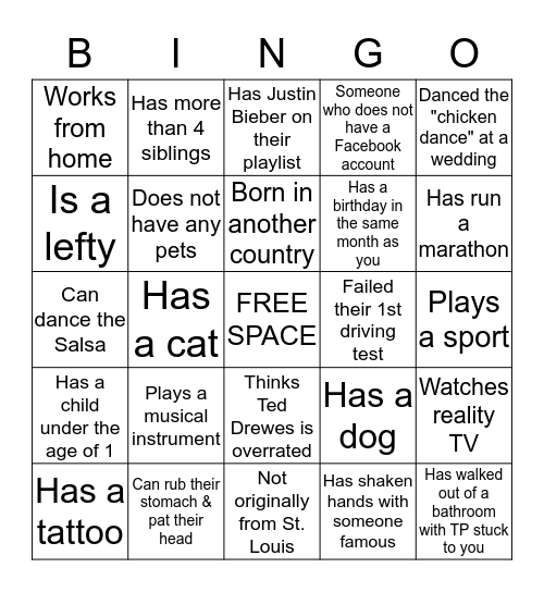 BLOCK PARTY BINGO Card