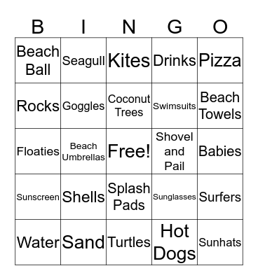 Beach Bingo Card