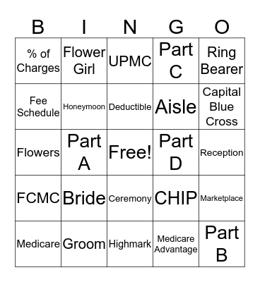 BCC Wedding BINGO Card