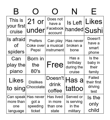 FIND SOMEONE WHO... Bingo Card