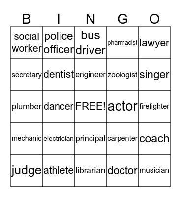 Career Bingo Card