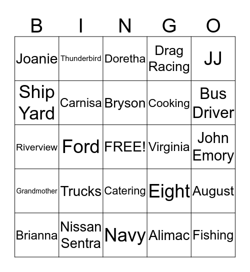 Shirley's Bridal Shower: All About Shirley & Jarvis Bingo Card