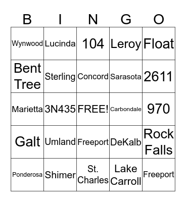 Addresses Bingo Card