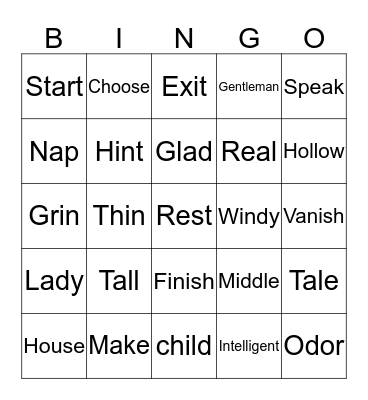 Synonyms III Bingo Card