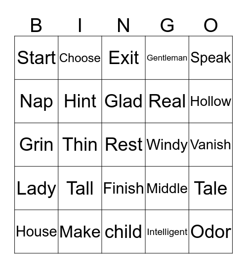 Synonyms III Bingo Card