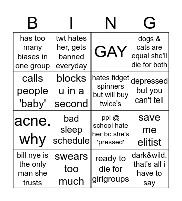 so Bingo Card