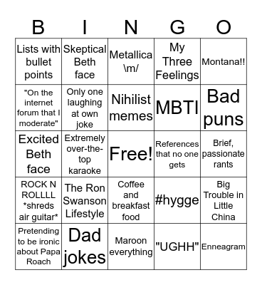 Beth-go Bingo Card