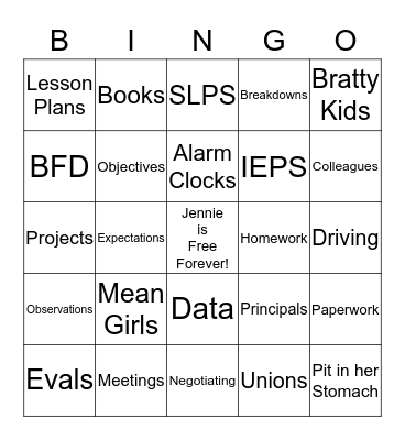 D D and D Bingo Card