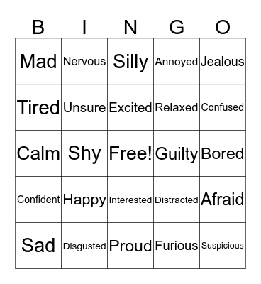 Feelings Bingo Card