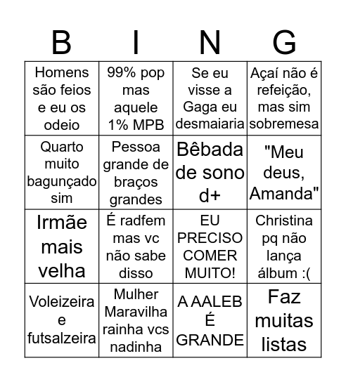 MICHELLE!  Bingo Card