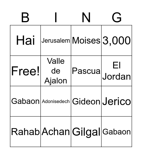 Josue Bingo Card