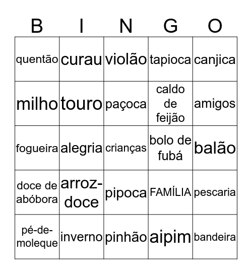 FESTA CAIPIRA 2017 Bingo Card