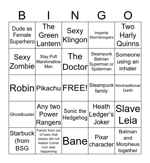 COMIC-CON BINGO Card