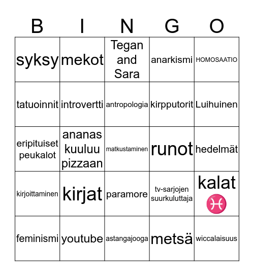 Julia Bingo !! ♡ Bingo Card