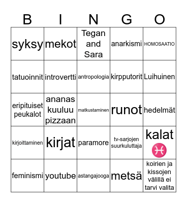 Julia Bingo !! ♡ Bingo Card