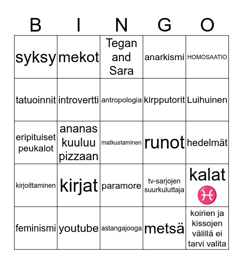 Julia Bingo !! ♡ Bingo Card