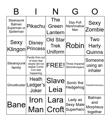 COMIC-CON BINGO Card