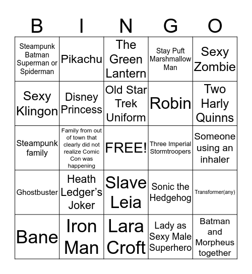 COMIC-CON BINGO Card
