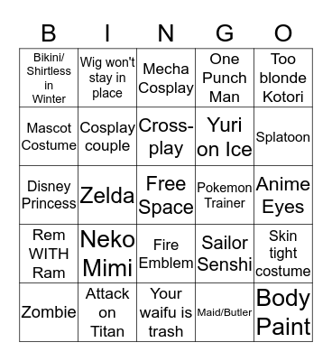Supanova BINGO Card
