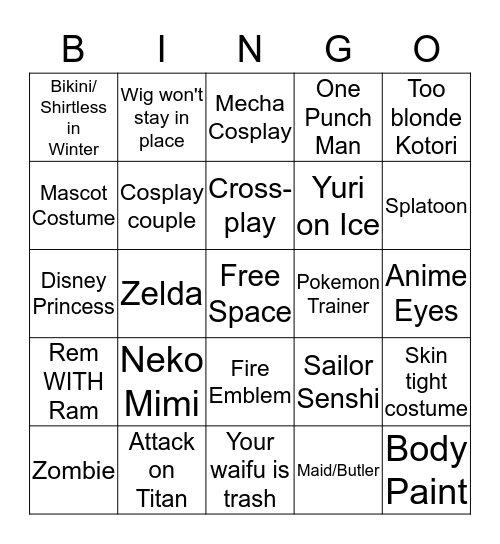 Supanova BINGO Card