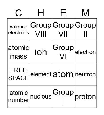 Vocabulary Bingo Card