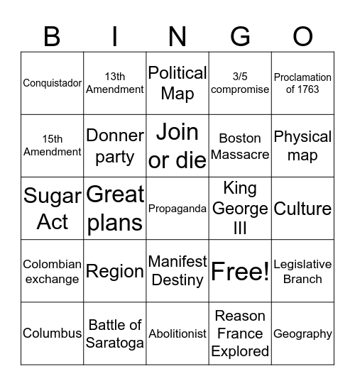 my bingo bingo Card