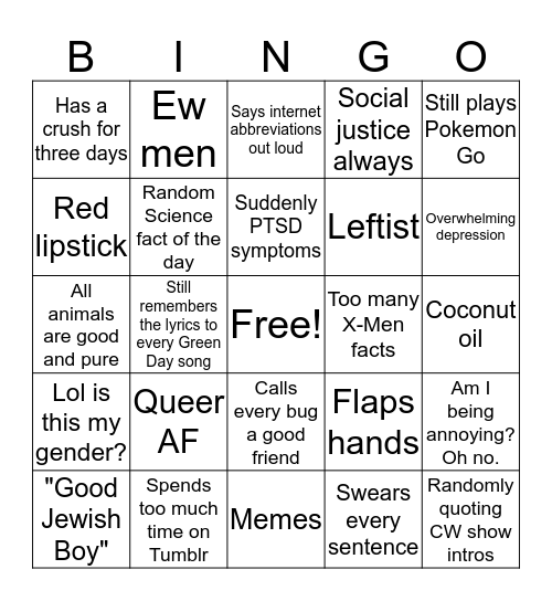 December Bingo Card