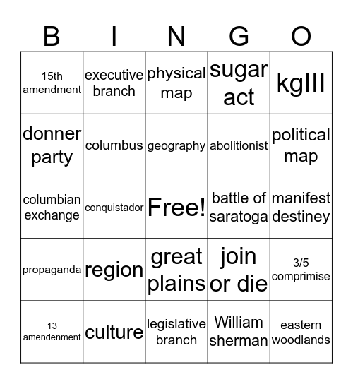 Kaiden's Bingo Card