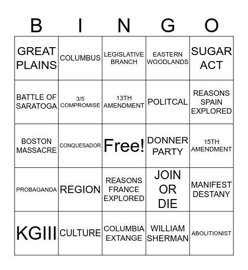 Soc Bingo Card