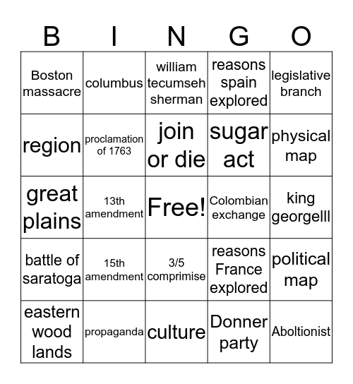 Here comes pob Bingo Card