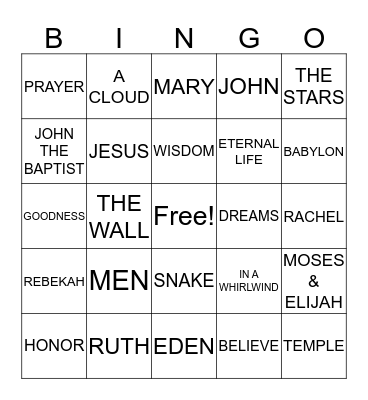 BIBLE BINGO Card