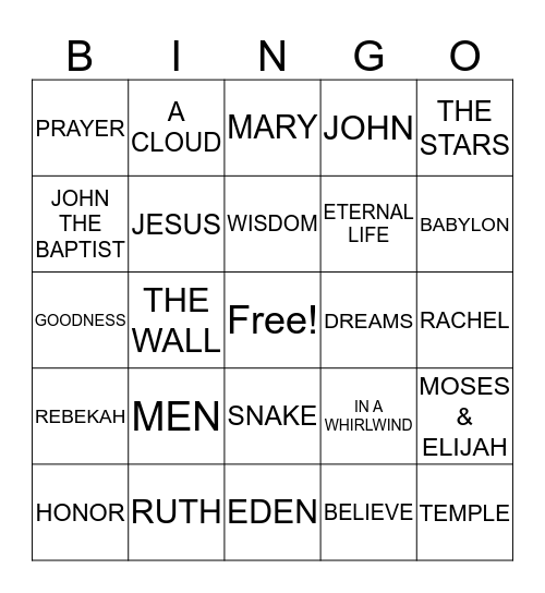 BIBLE BINGO Card