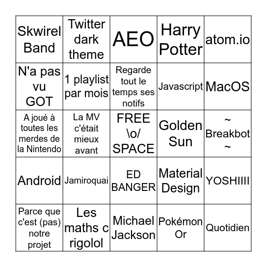 slt Bingo Card