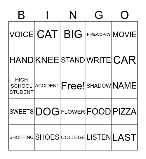 Japanese Words 1 Bingo Card