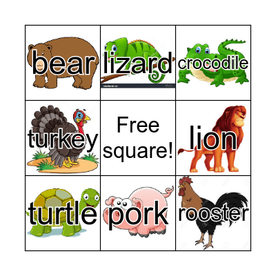 The Animals Bingo Card