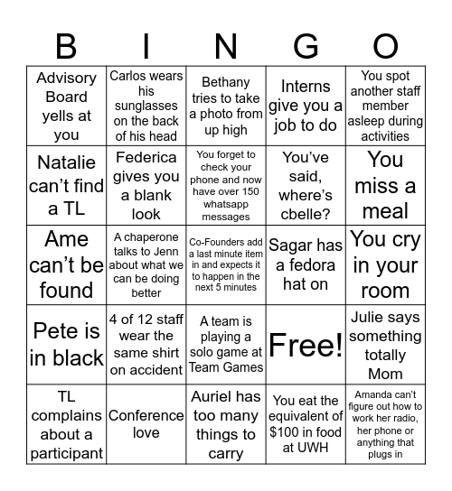 ISLC Bingo Card