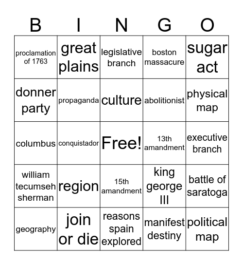 DEB-912930 Bingo Card