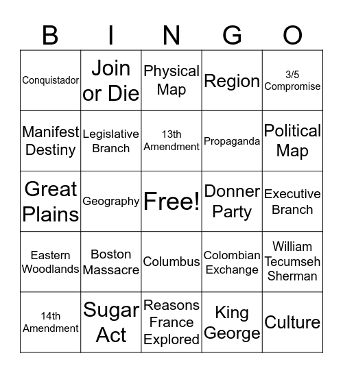 JESSICA Bingo Card