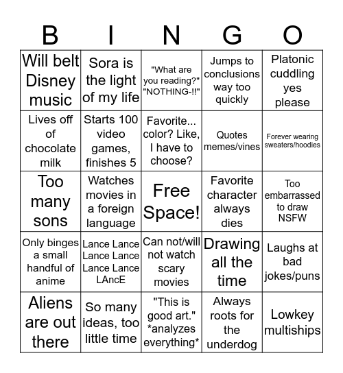 Kahazel's Bingo Bonding Bingo Card